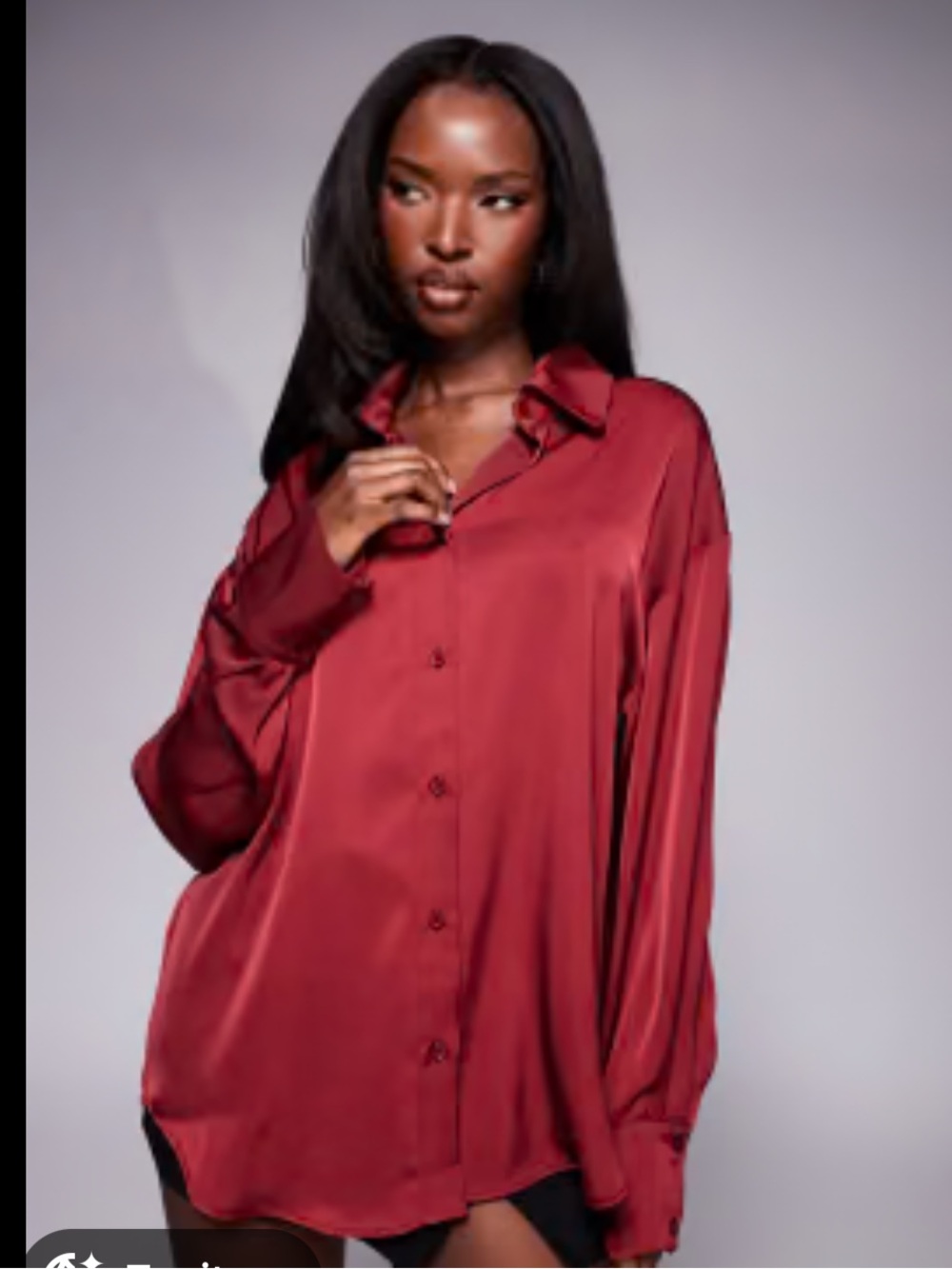 ASOS Satin Button-Up Blouse in Burgundy